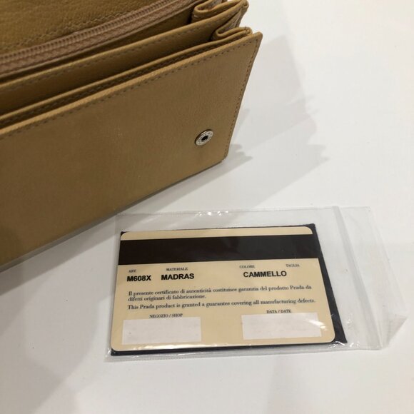 Prada Beige Leather Flap Long Wallet Sku#84452 (Gently used, corners rubbing) - Picture 10 of 13